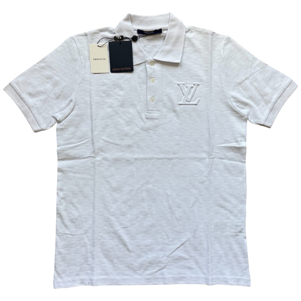 NWT Louis Vuitton White Monogram Logo Polo Shirt Men’s Small